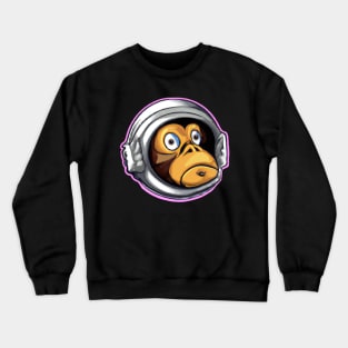 Astraminals Cartoon Monkeynaut Head Pink Crewneck Sweatshirt